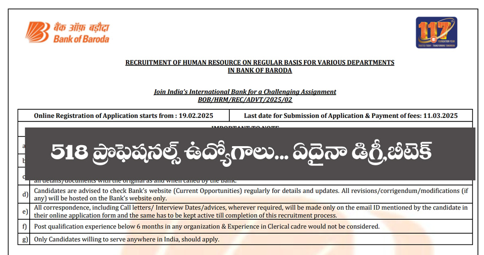 Bank Jobs” 518 ప్రొఫెషనల్స్ ఉద్యోగాలు.. ఎనీ డిగ్రీ, బ్యాంకు ఉద్యోగాలు..
